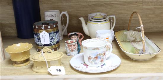 A collection of Royal Doulton and other wares, including a tobacco jar and cover by Florrie Jones